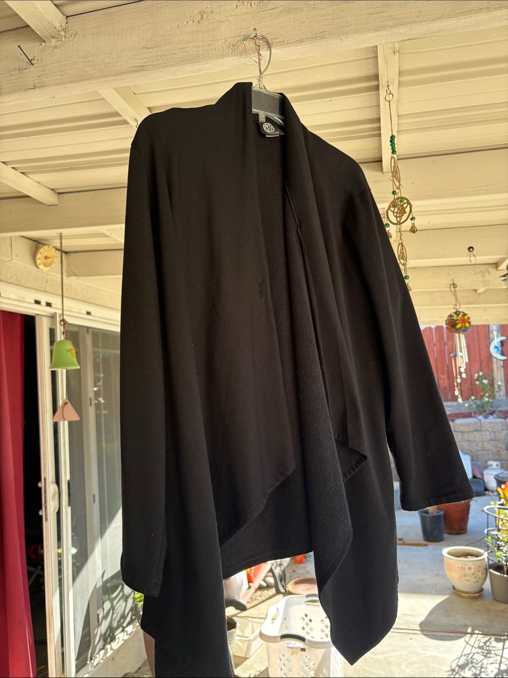 bobeau Black Open-Front Draped Cardigan